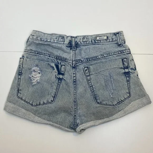 Brandy Melville Acid Wash High Rise Cuffed Shorts - Picture 2 of 7